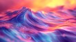 Capture the mesmerizing beauty of a majestic blue ocean wave at sunset in a photorealistic digital rendering Focus on the intricate details of the waves movement and the glowing hues of the setting su