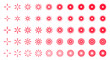 Collection red stars stickers and badges for promotion.Starburst stickers set - a collection of round and oval bright labels and buttons with promotional offers isolated on a white background