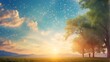 Magic blur bokeh nature morning light on summer sky background idea peaceful occasion Christianity, love, and faith in the Holy Spirit