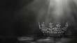 banner background International Beauty Pageant Day theme, and wide copy space, Monochrome image of a crown with delicate lines and shadows for a minimalist look