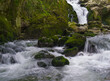 Ixkier ur-jauzia. Ixkier waterfall on the Plazaola greenway, Mugiro, Navarra.