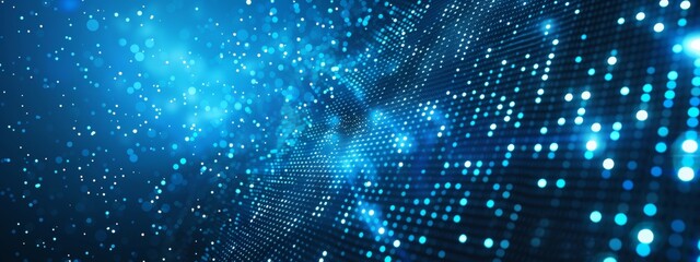 Canvas Print - digital technology background. digital data dots blue pattern pixel background