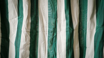 Wall Mural - fabric with green and white vertical stripes