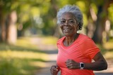 Fototapeta  -  An old African American Women running wearing sports apparel