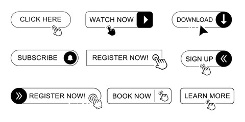 Read More, learn more, buy now, download, watch now, book more colorful button set. UI UX website button 