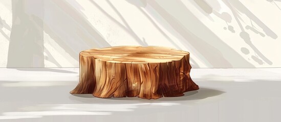 Canvas Print - Tree stump in close-up casting shadow on the wall, showcasing natural texture and light play