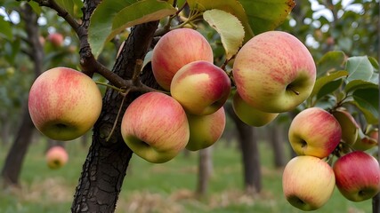 Wall Mural - Ripe apples in the orchard, waiting to be plucked