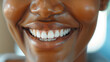 A woman with a big smile on her face, showing her teeth. Concept of happiness and positivity