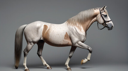 Poster - Handsome horse on a gray pastel background. Generative AI.

