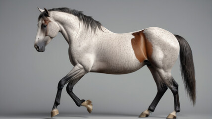 Poster - Handsome horse on a gray pastel background. Generative AI.

