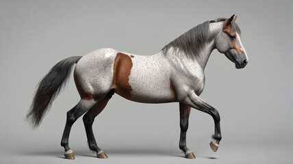 Poster - Handsome horse on a gray pastel background. Generative AI.

