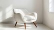 Scandinavian sofa chair, clean lines, white background, minimalist style, natural light.