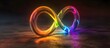 Autism rainbow infinity symbol sign. World autism awareness day concept. Isolated on dark background. Generative AI