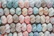 Balls of yarn arranged neatly