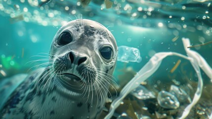 Sticker - A seal looking directly at the camera. Suitable for wildlife and animal themes