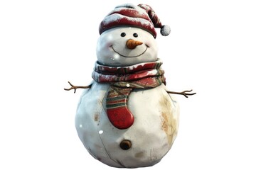 Poster - A cute snowman wearing a red hat and scarf, perfect for winter-themed designs