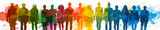 Fototapeta Przestrzenne - Colorful silhouette of diverse people forming a team, strong together