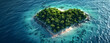 Tropical  symbolizing the family in the form of hearts, big for parents, small for children. Aerial view. 3D illustration. 