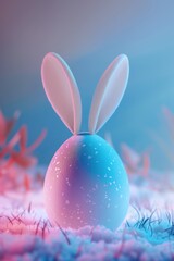 Wall Mural - Colorful Easter egg with cute bunny ears, perfect for Easter decorations