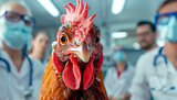 Fototapeta  - Thoroughly inspecting chickens, veterinarians stress the importance of preventive measures against viruses to safeguard their health.