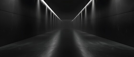 Poster - Abstract black anthracite gray 3d room texture for product presentation concept with metallic panels decor and light from spotlights..