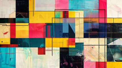 Wall Mural - Contemporary grid design with vibrant colors and modern aesthetics