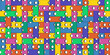 © olechkaart - Seamless pattern with geometric abstract shapes. Constructor, designer kit with colorful elements. Bright colorful design elements, backgrounds, patterns with perforation, dots. Endless design