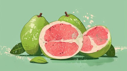 Wall Mural - Elegant guava illustration in a minimalist style   AI generated illustration