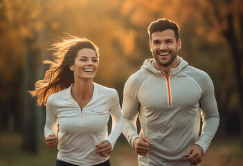 Joyful Couple Enjoying a Morning Run