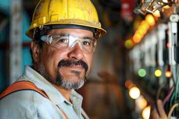 Wall Mural - Portrait of a middle aged male electrician