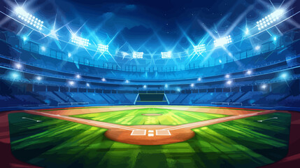 Wall Mural - a stadium with a baseball field and lights