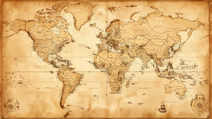 Wall Mural - a map of the world with all the countries