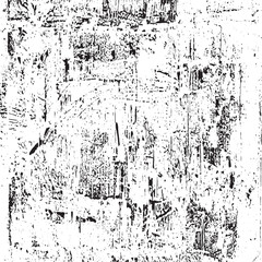 Monochrome texture composed of irregular graphic elements. Distressed uneven grunge background. Abstract vector illustration. Overlay for interesting effect and depth. Isolated on white background.
