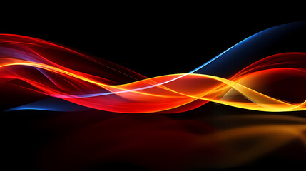 Wall Mural - abstract colorful light waves intersecting on black background