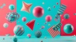 Futuristic and surreal floating shapes in a vibrant color scheme d style isolated flying objects memphis style d render   AI generated illustration