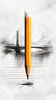 Creative pencil bridge sketch, suitable for education themes, artistic design, and creative process advertising