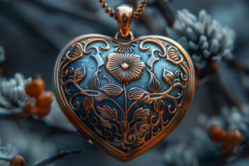 Poster - A heart-shaped locket, containing cherished memories and sentiments. Concept of sentimental gifts for Mother's Day. Generative Ai.