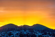 Sunset, sunrise over silhouette mountain