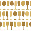 seamless golden pattern with wine glasses- vector illustration