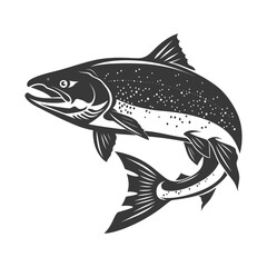 Wall Mural - silhouette salmon fish animal black color only full body