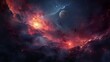 Captivating image featuring a mysterious planet amidst a fiery nebula, evoking thoughts of space travel and exploration