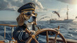 Sail boat Captain Dog: Funny Concept of The Joys of Bringing Your Furry Friend Sailing - Image made using Generative AI.