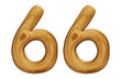 Wooden number 66 for math, education and business concept