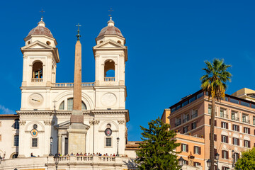 Wall Mural - Trinita dei Monti church above Spanish steps, Rome, Italy