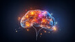© Tetiana - Vibrant digital illustration of brain with neural network activity, dark background, copy space