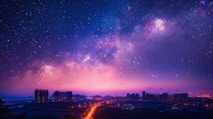 Wall Mural - City Night Sky With Stars
