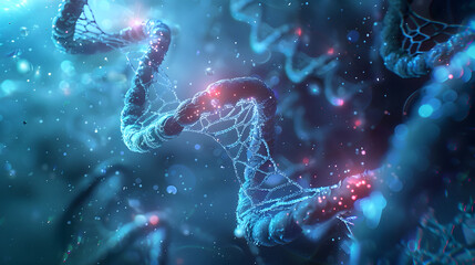 Double Helix DNA, colorful illustrative closeup, science and wonders of life