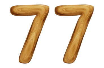 Poster - Wooden number 77 for math, education and business concept