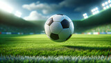Fototapeta  - soccer ball on a football field, Generative Ai