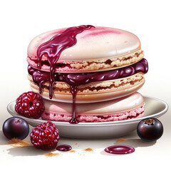 Watercolor French Macaron, clipart Illustration, Generative Ai